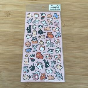 NWT Nekoni Cartoon Cat Sticker Sheet Chubby